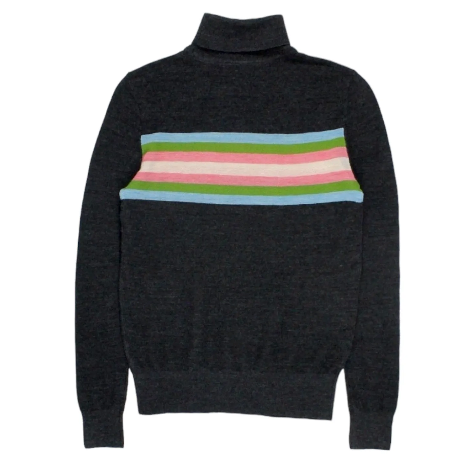 Orla Kiely Grey Striped Polo Neck Sweater