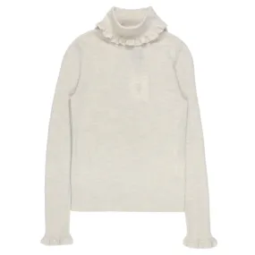 Orla Kiely Ivory Ruffle Trim Roll Neck Sweater