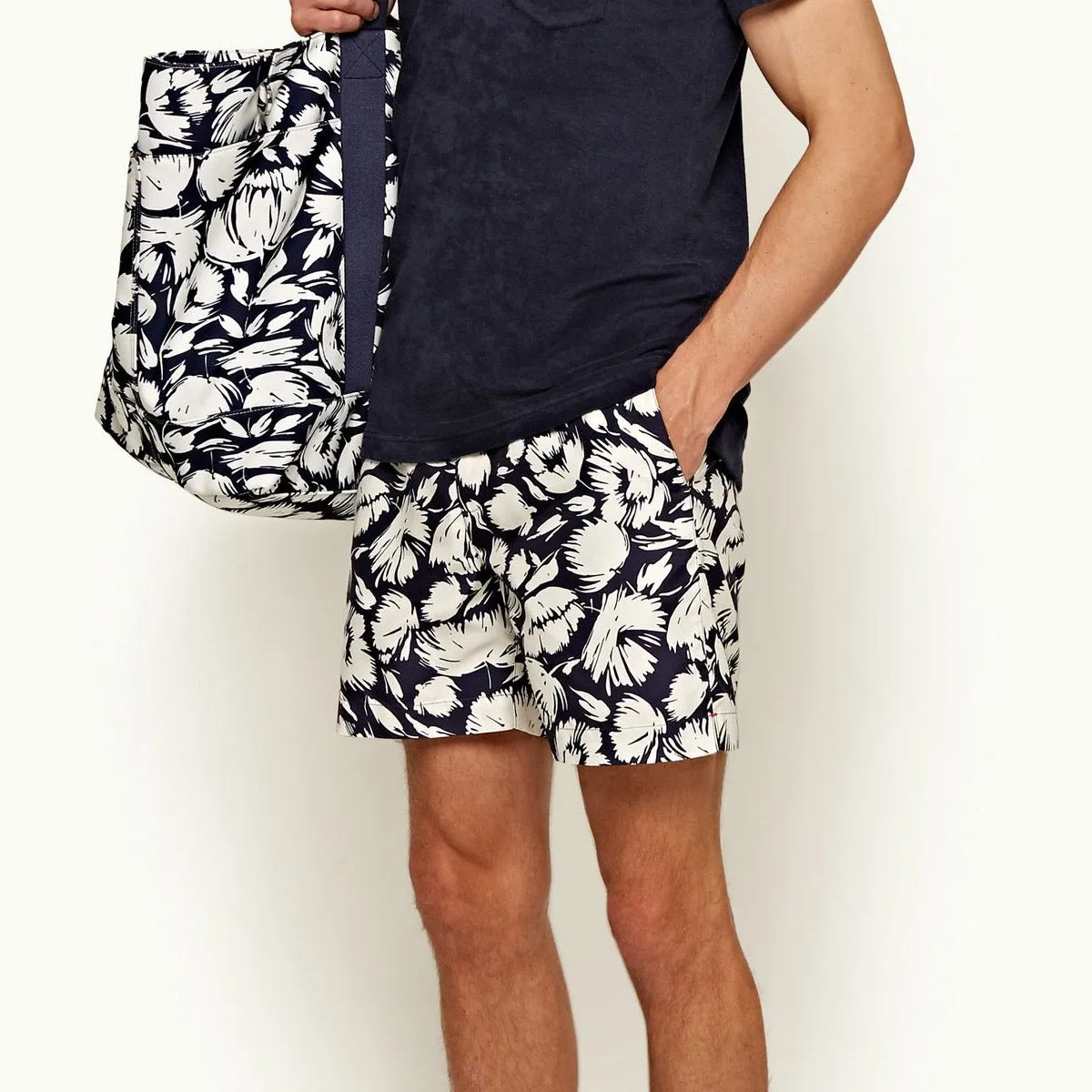 Orlebar Brown Bulldog Botany Swim Shorts - Navy/White Sand - Get it now!