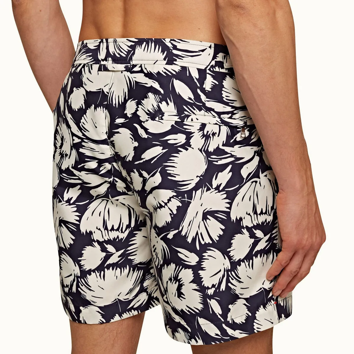 Orlebar Brown Bulldog Botany Swim Shorts - Navy/White Sand - Get it now!