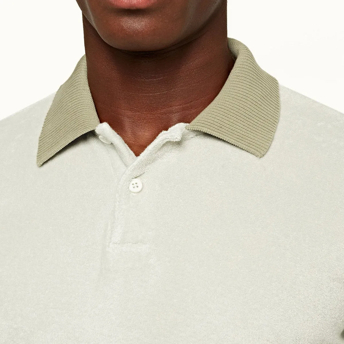 Orlebar Brown - Jarrett Towelling Polo Shirt, Rock Salt color.