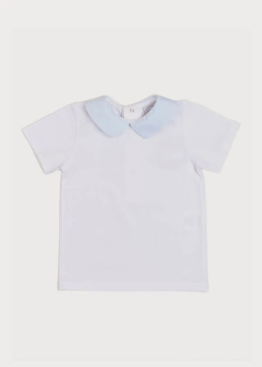 Oxford Polo Collar Short Sleeve Shirt for 2-4 year olds in White - Contrast Design.