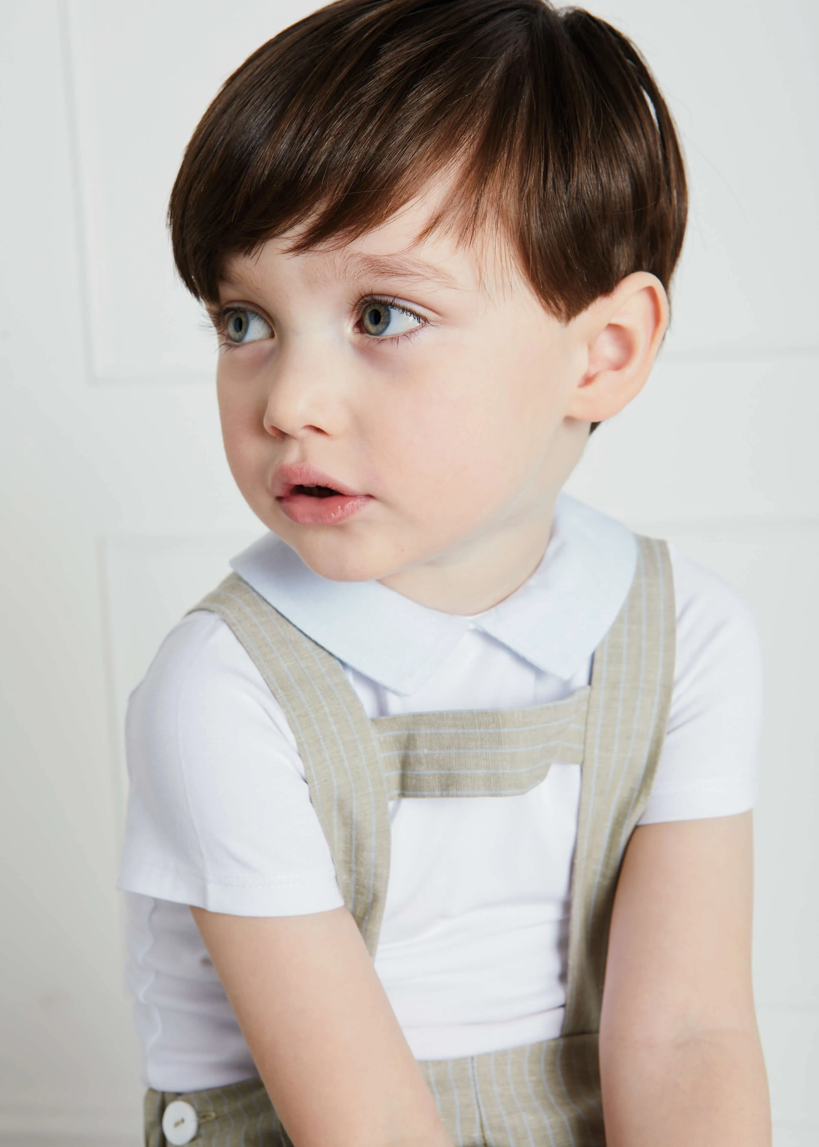 Oxford Polo Collar Short Sleeve Shirt for 2-4 year olds in White - Contrast Design.