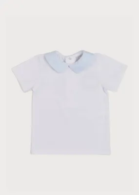 Oxford Polo Collar Short Sleeve Shirt for 2-4 year olds in White - Contrast Design.