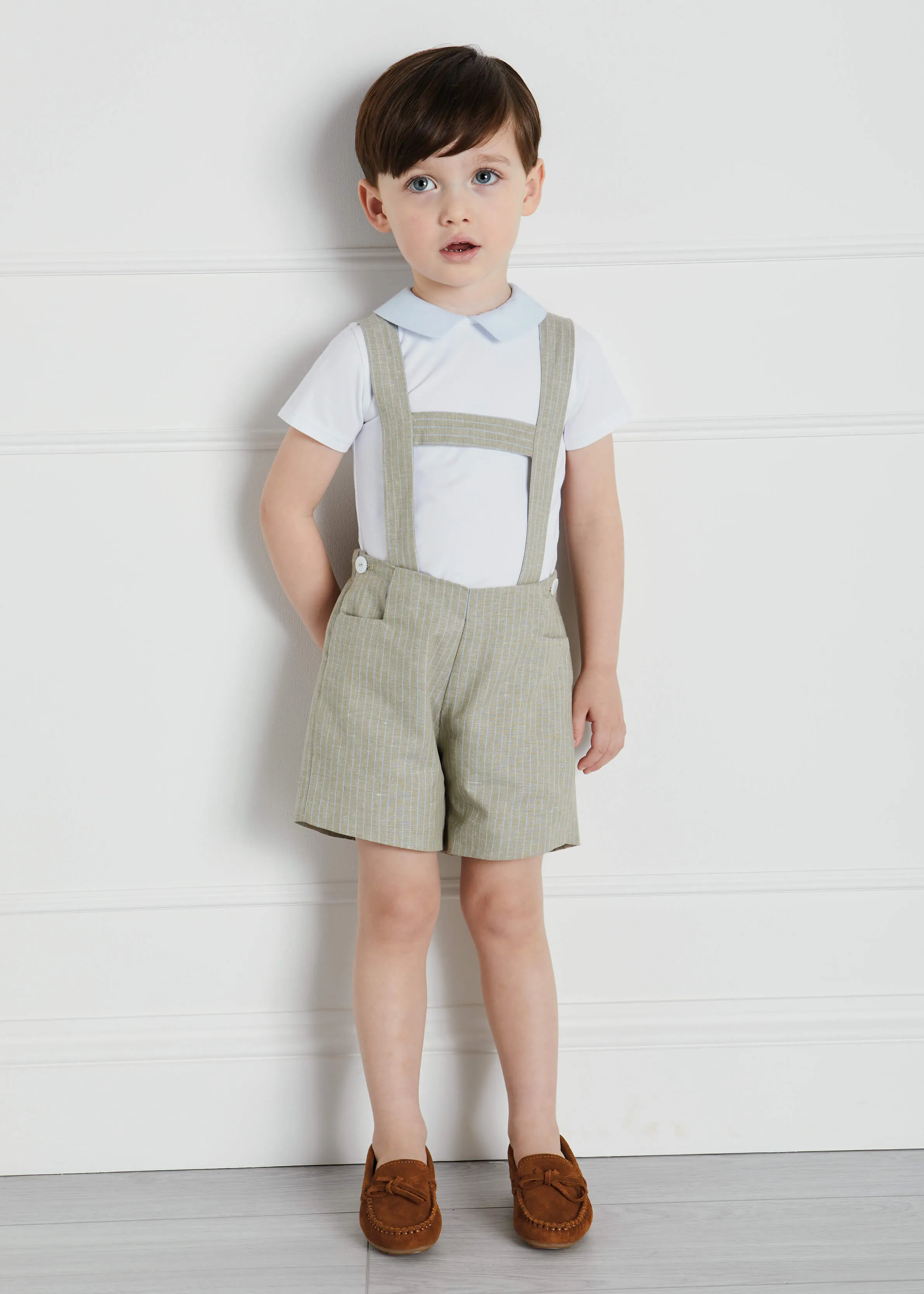 Oxford Polo Collar Short Sleeve Shirt for 2-4 year olds in White - Contrast Design.