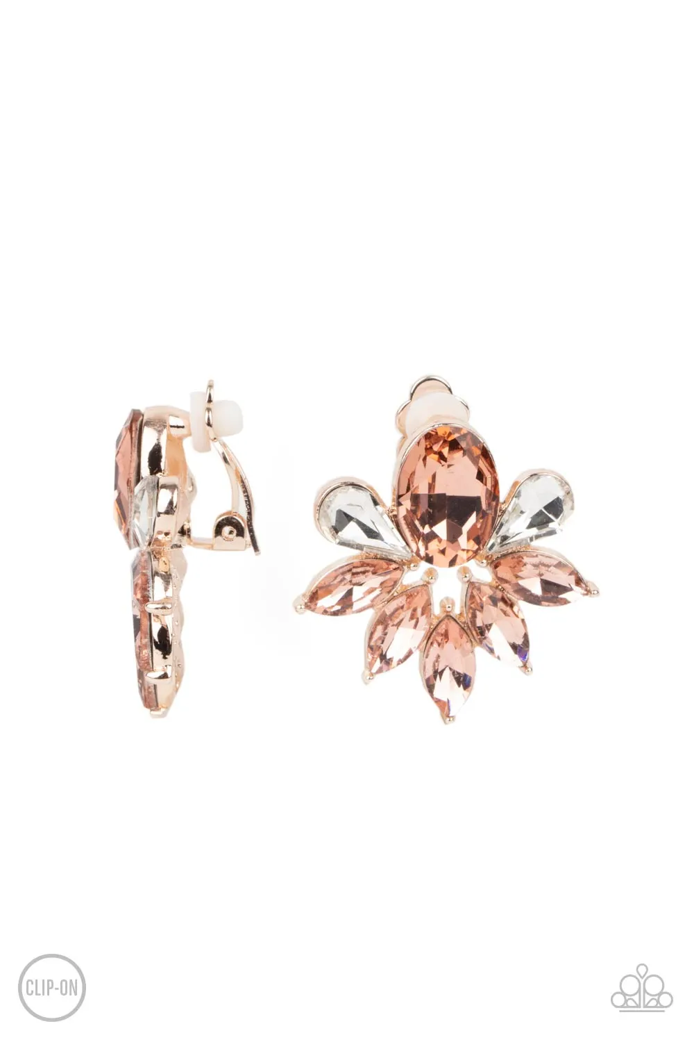 Paparazzi Finesse Rose Gold Clip On Earrings