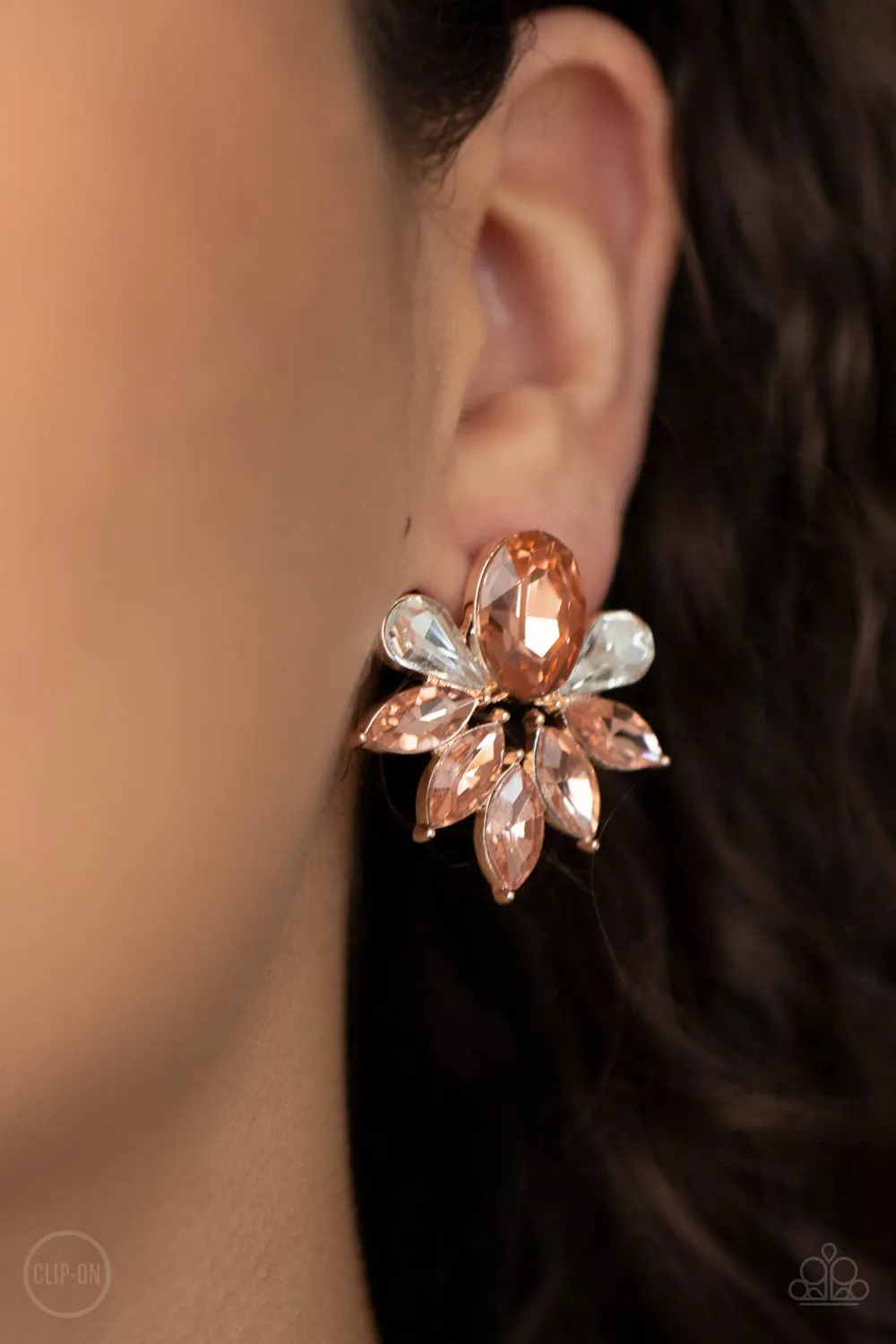 Paparazzi Finesse Rose Gold Clip On Earrings