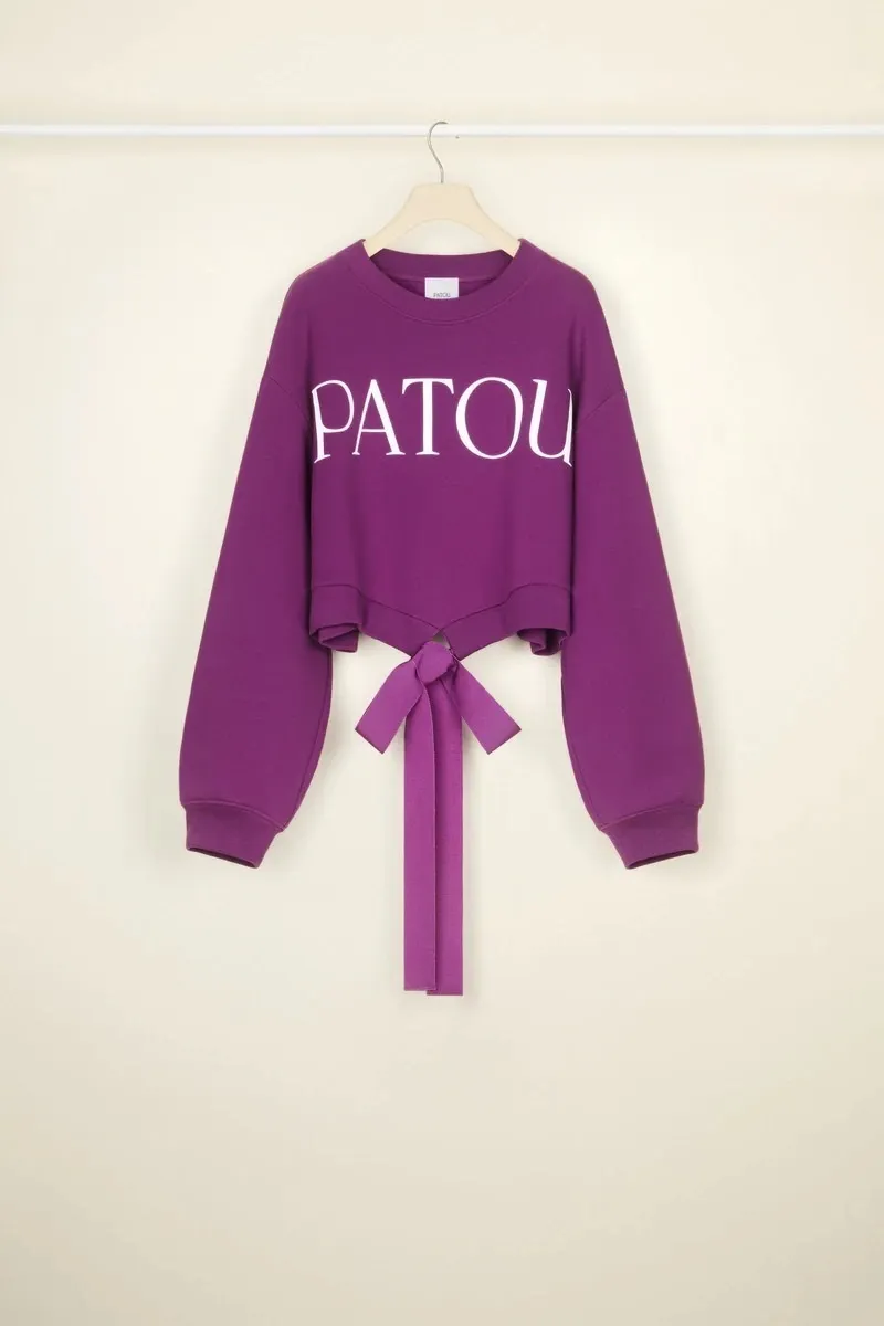 Patou Crew Neck Long Sleeve Plain Cotton Logo