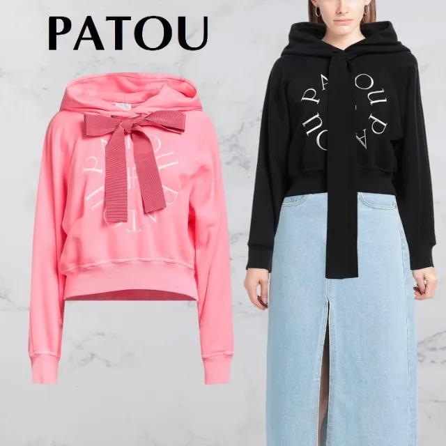 PATOU Long Sleeves Cotton Logo - Street Style, Plain Design.