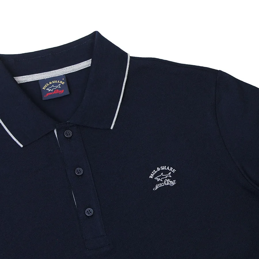 Paul & Shark - Navy & Grey Tipped Collar Polo Shirt