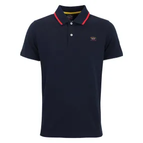 Paul & Shark - Navy & Red Tipped Collar Polo Shirt.