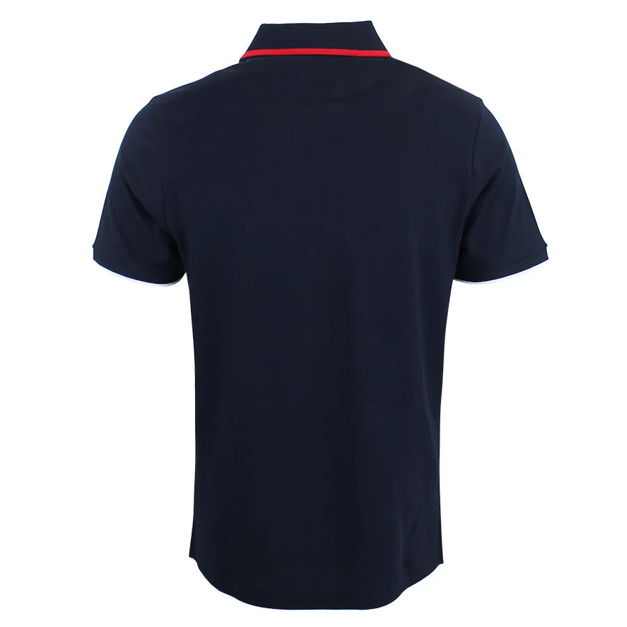 Paul & Shark - Navy & Red Tipped Collar Polo Shirt.