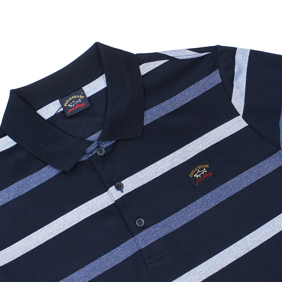 Paul & Shark Navy Blue Striped Polo Shirt