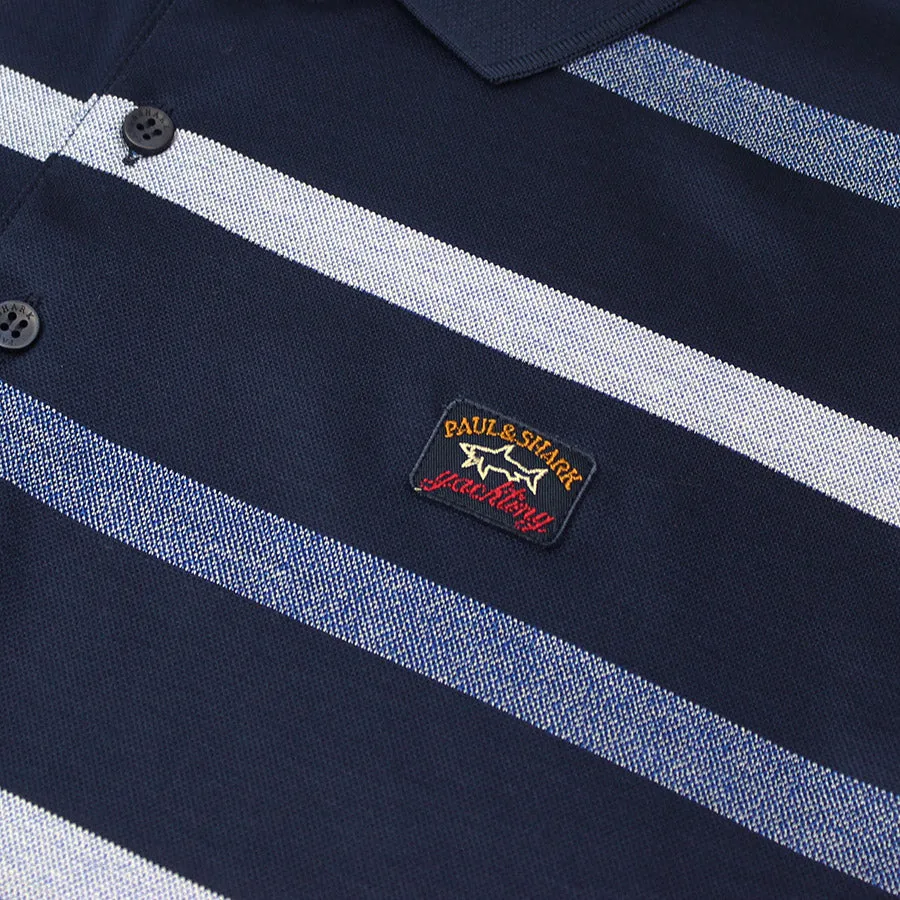 Paul & Shark Navy Blue Striped Polo Shirt