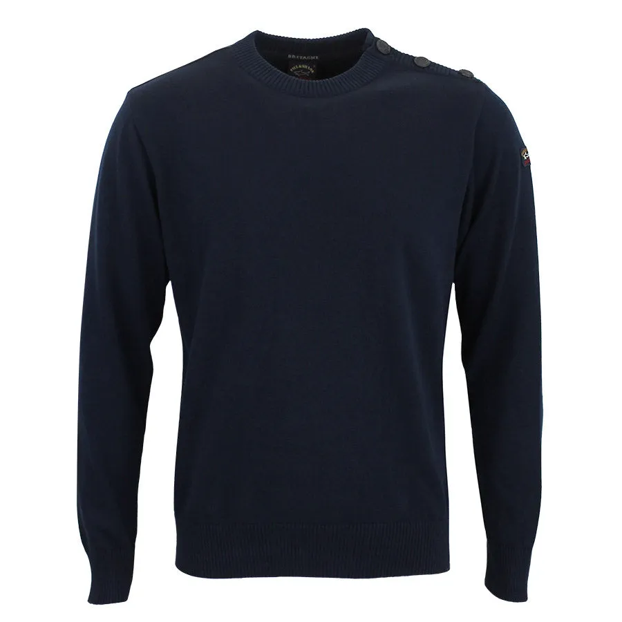 Paul & Shark - Navy Crew Neck Button Shoulder Jumper