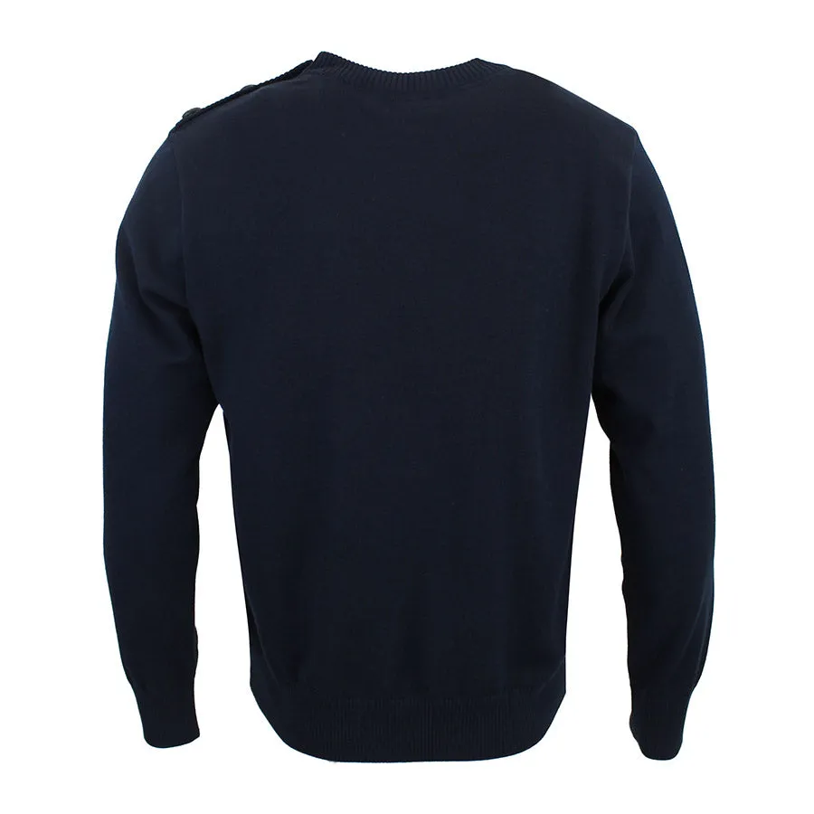 Paul & Shark - Navy Crew Neck Button Shoulder Jumper