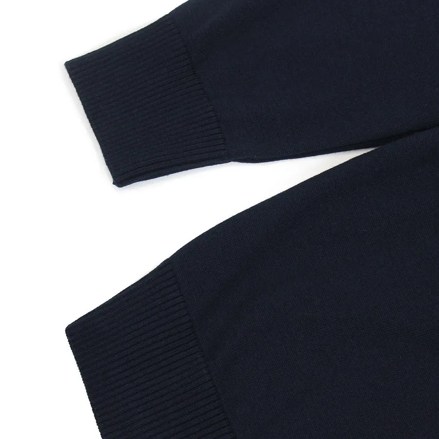 Paul & Shark - Navy Crew Neck Button Shoulder Jumper