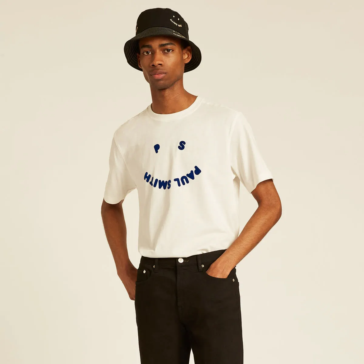 Paul Smith - 'Happy' T-Shirt in Off White - Shop Now