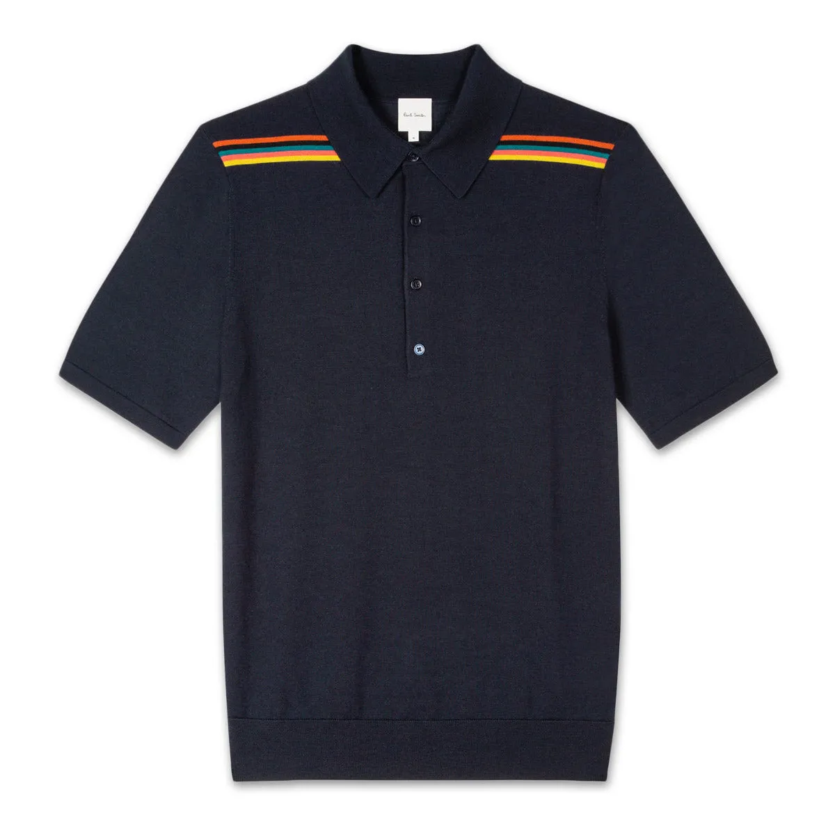 Paul Smith Merino Knitted Polo Shirt - Artist Stripe, Navy