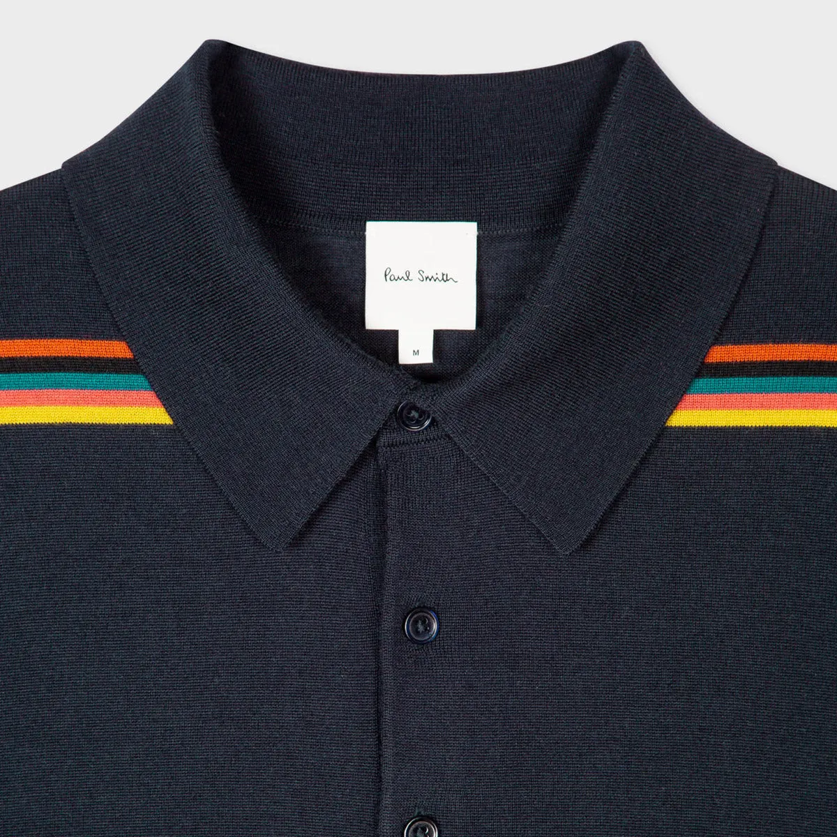 Paul Smith Merino Knitted Polo Shirt - Artist Stripe, Navy