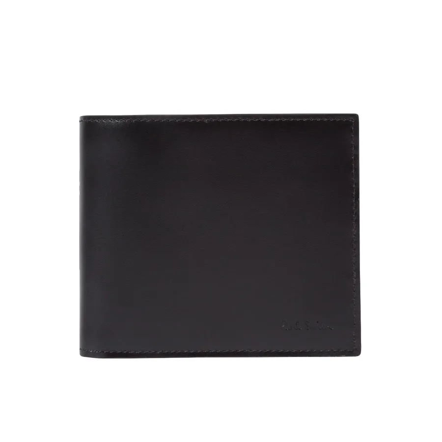 Paul Smith Mini Print Interior Bi-Fold Leather Wallet Black