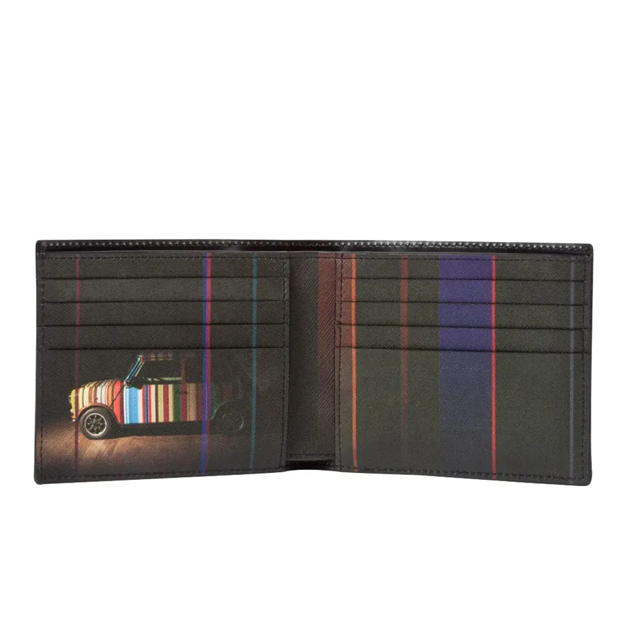 Paul Smith Mini Print Interior Bi-Fold Leather Wallet Black