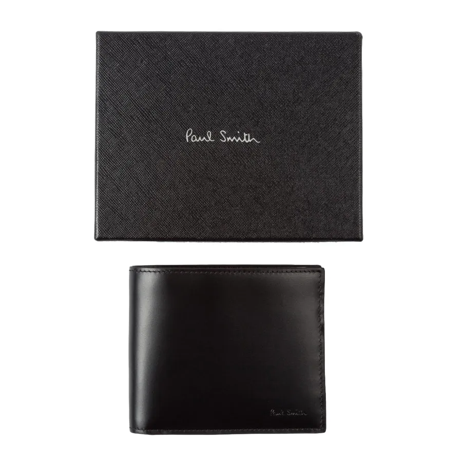 Paul Smith Mini Print Interior Bi-Fold Leather Wallet Black