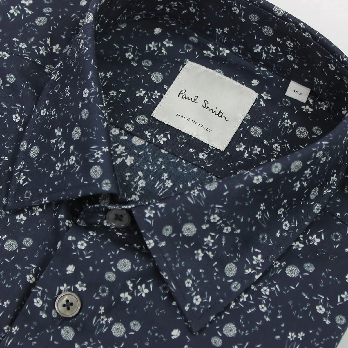 Paul Smith - Navy Floral Shirt with 'Artist Stripe' Cuff