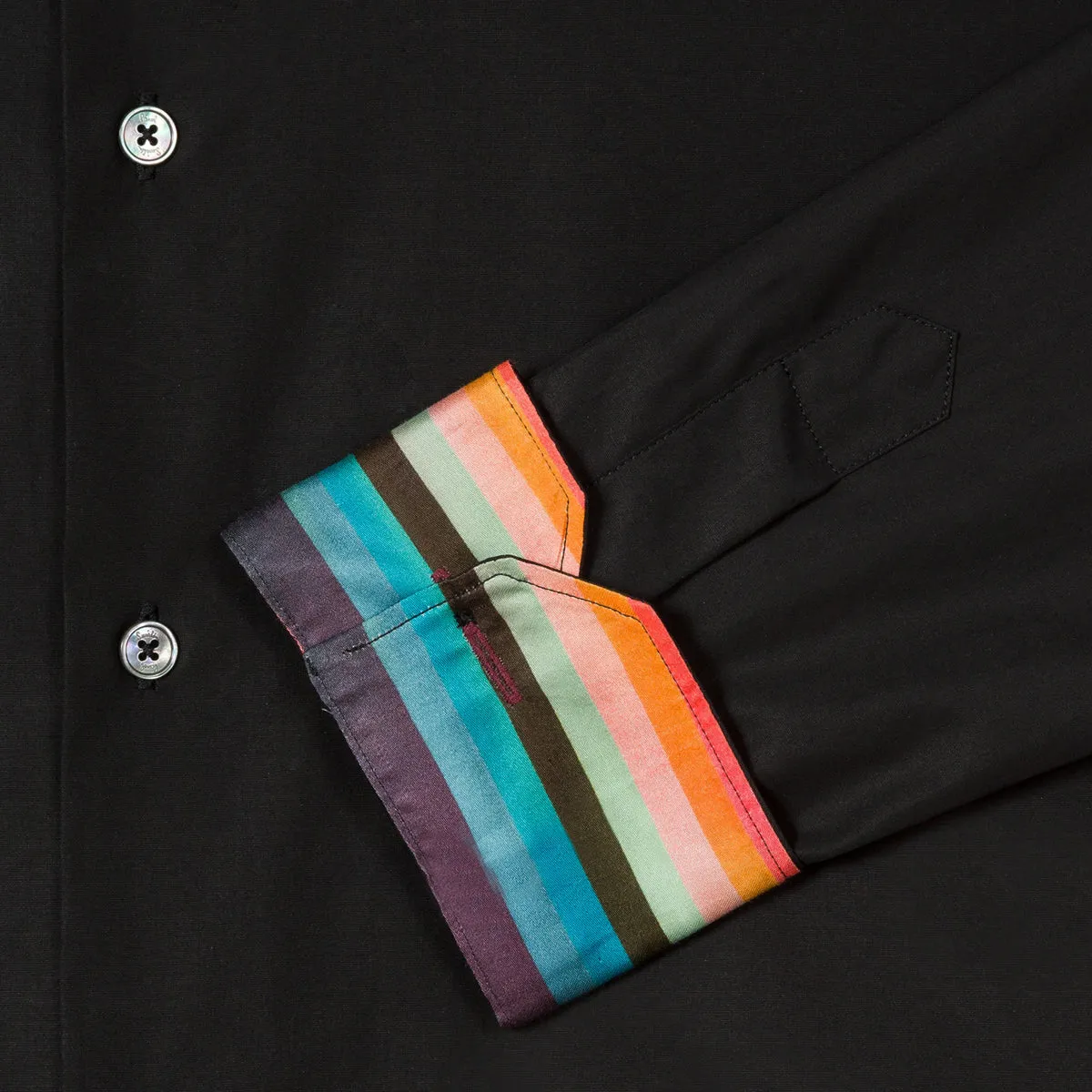 Paul Smith Tailored Fit Artist Stripe Cuff Shirt Black