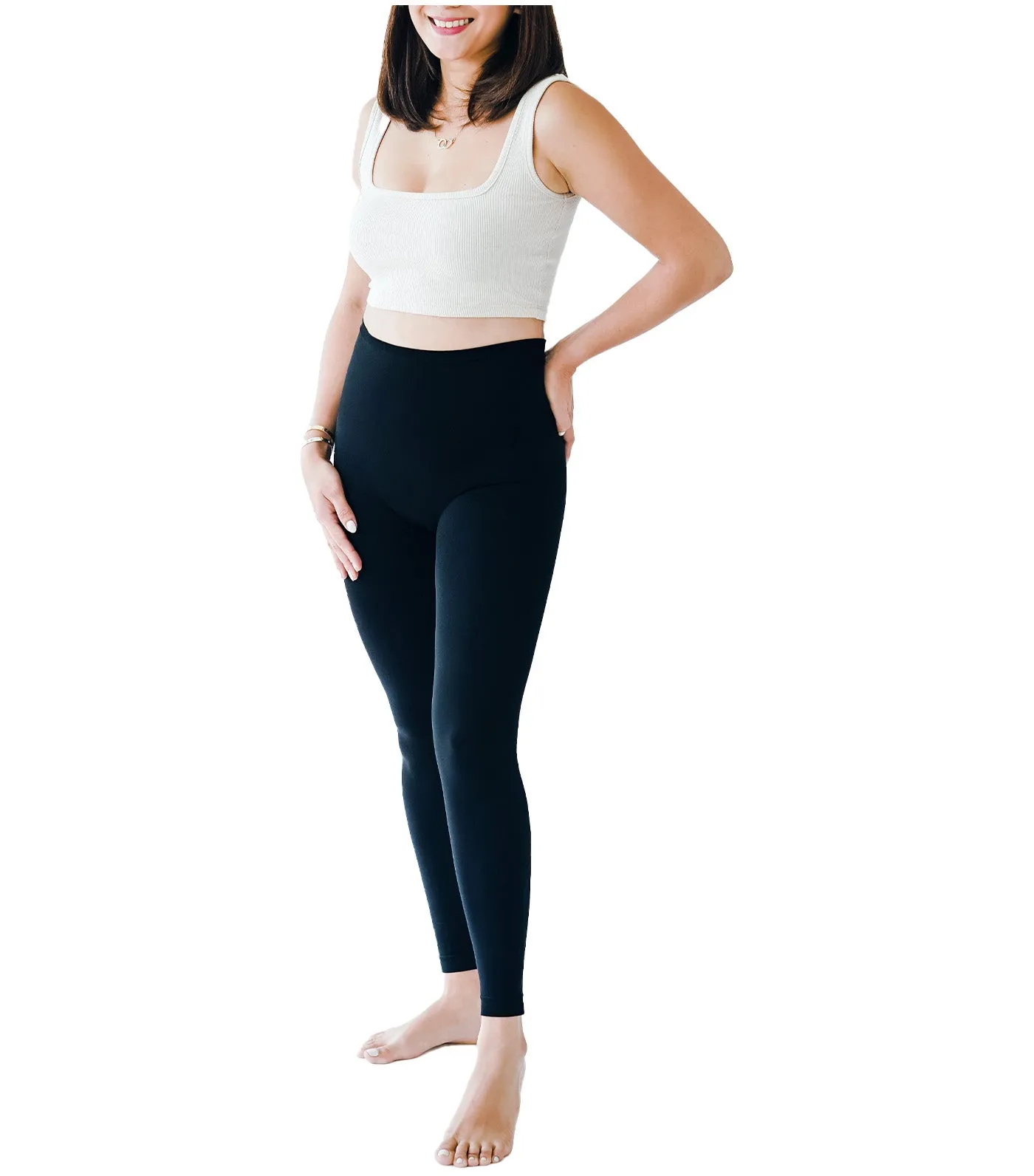 Postpartum Tummy Control Leggings - Black