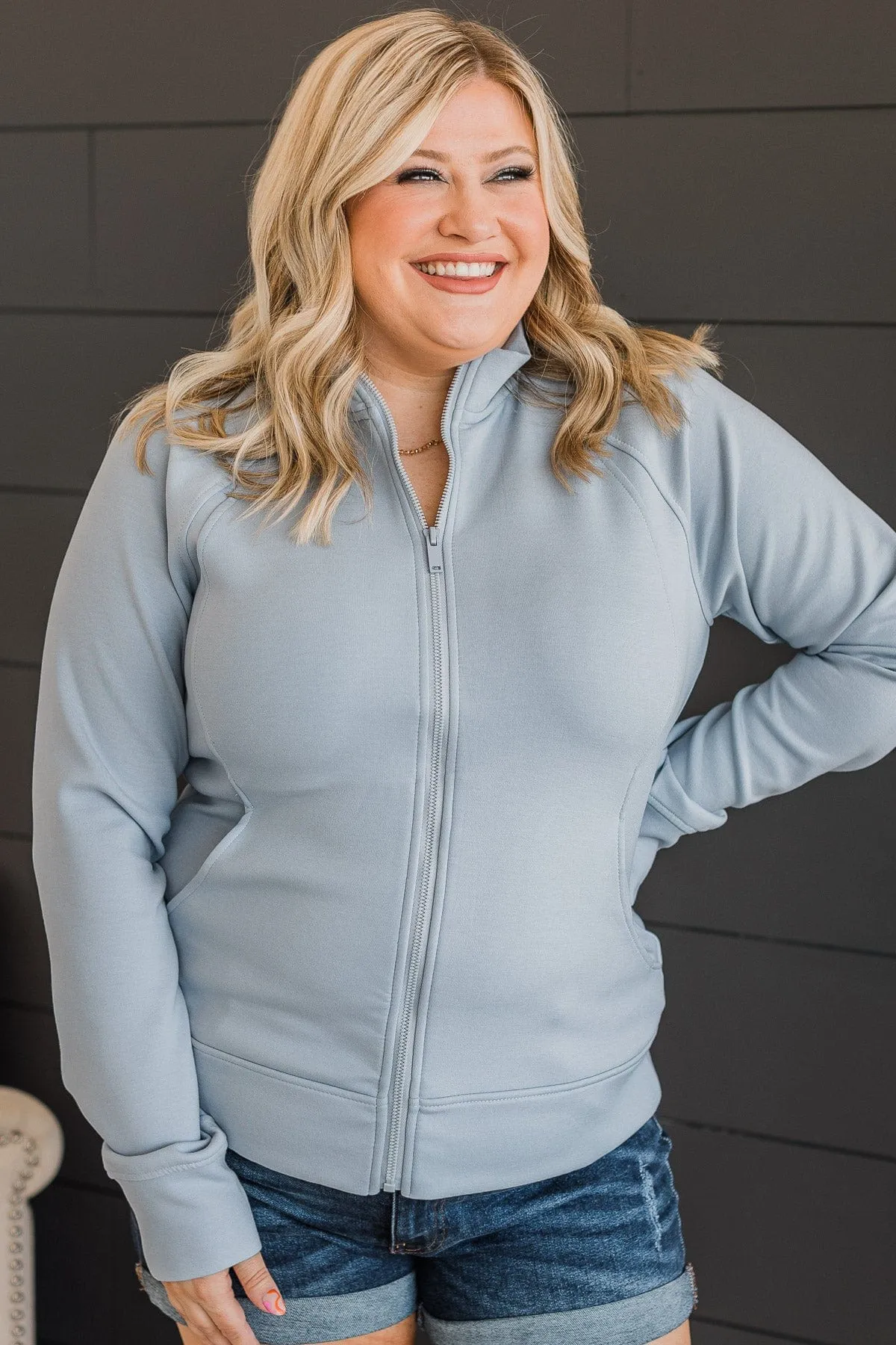 Powder Blue Athleisure Jacket Zip-Up