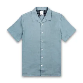 PS Paul Smith - Casual Fit Short Sleeve Linen Shirt, Light Blue.