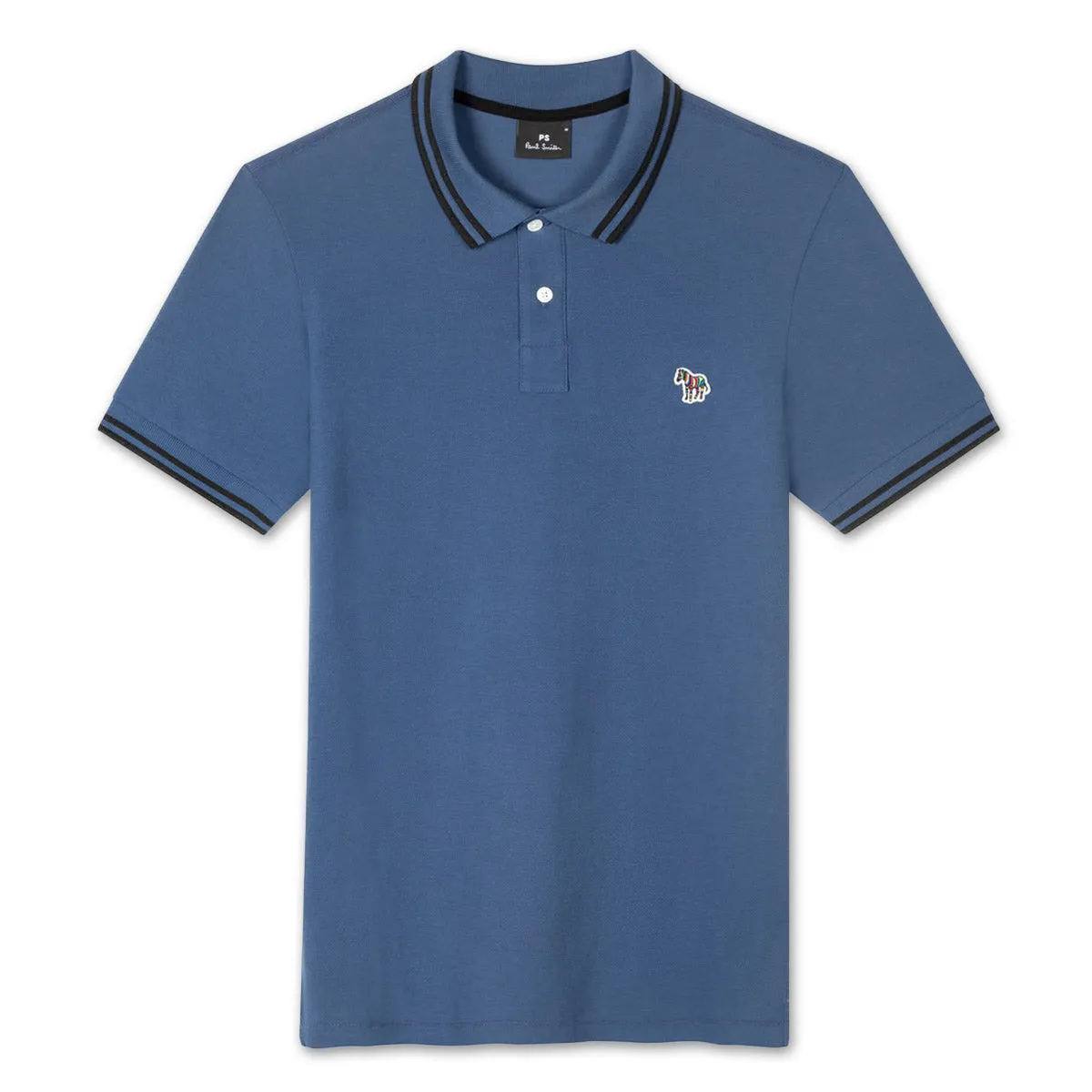 PS Paul Smith - Regular Fit Tipped Zebra Polo Shirt - Cobalt Blue