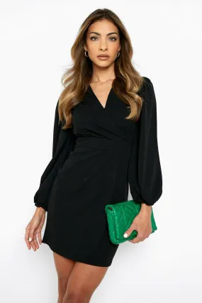 Puff Sleeve Wrap Detail Blazer Dress