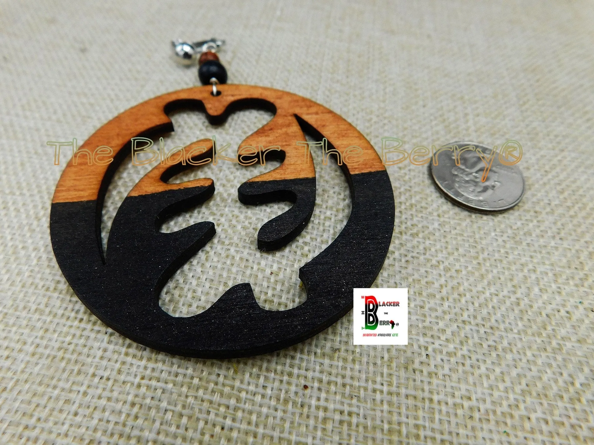 Results: Gye Nyame African Wooden Clip On Earrings - Handmade Black Non Pierced Jewelry