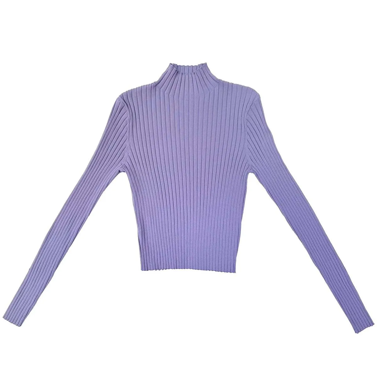 Ribbed Mock Neck Sweater - Lilac