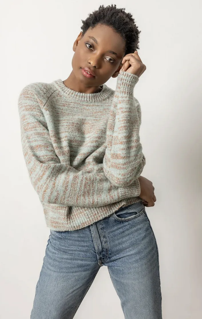 RIBBED NECK RAGLAN SWEATER