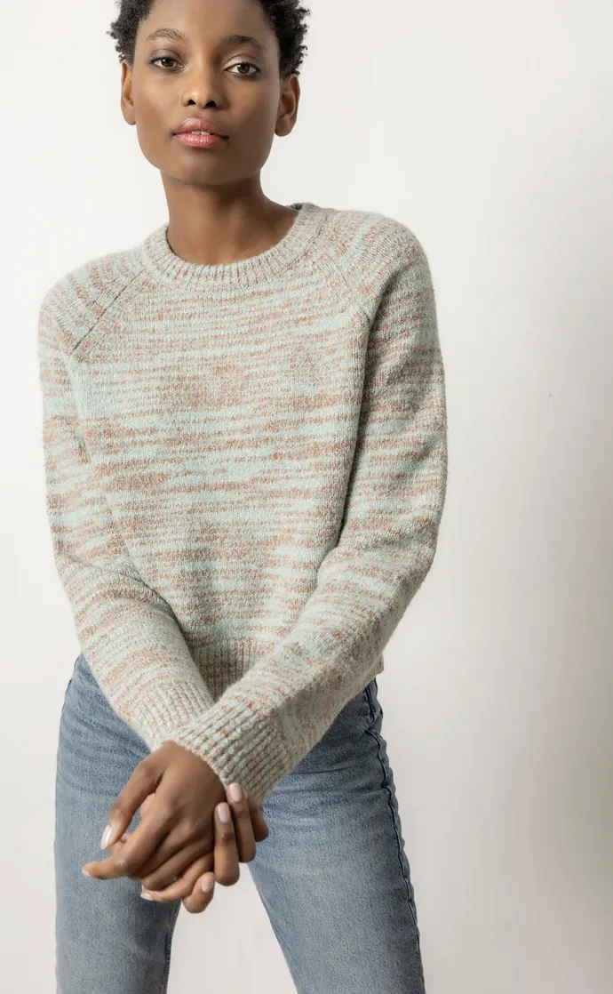 RIBBED NECK RAGLAN SWEATER