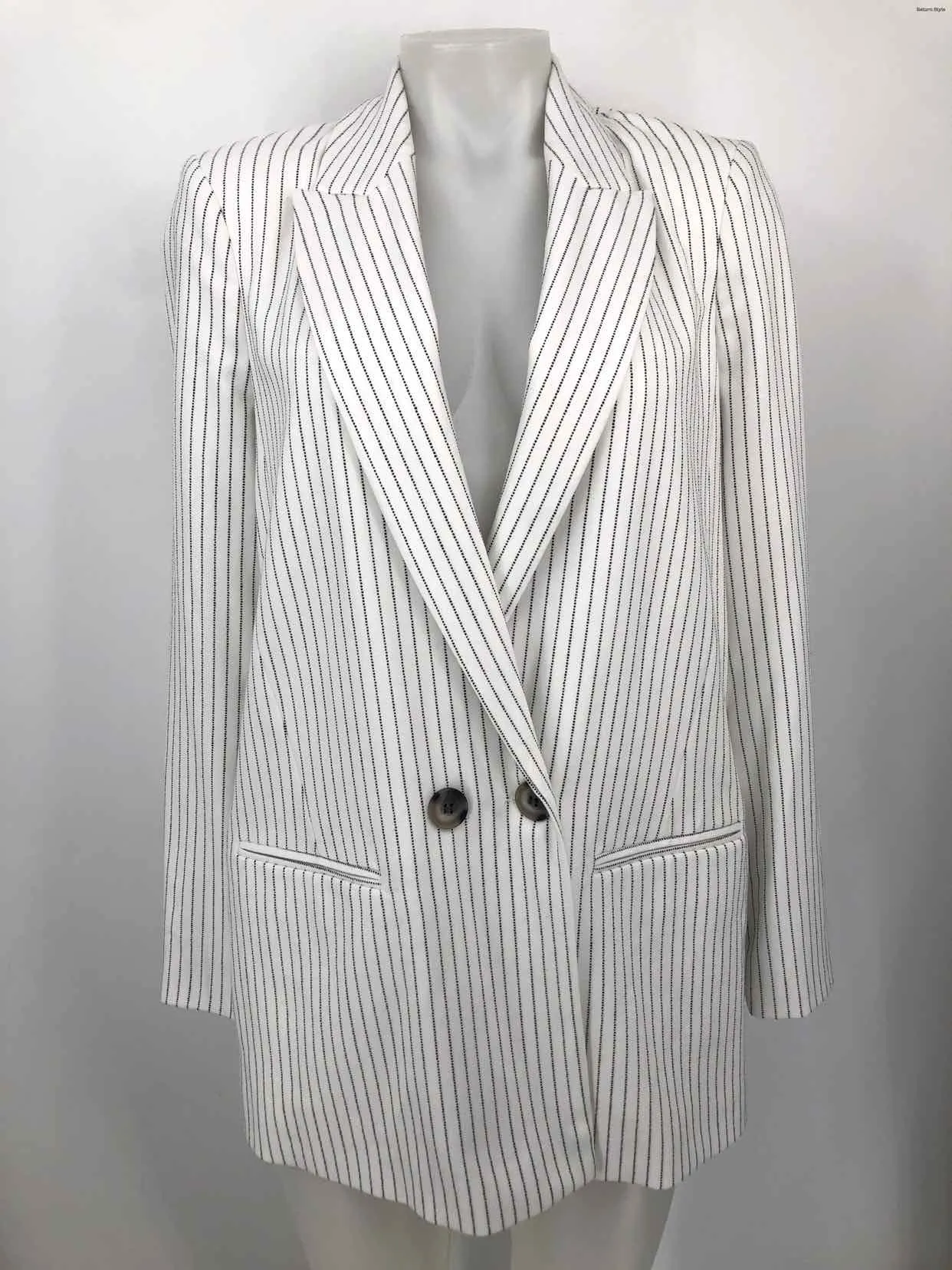 RIVER ISLAND Women's White Black Stripe Blazer Size SMALL (S) Jacket