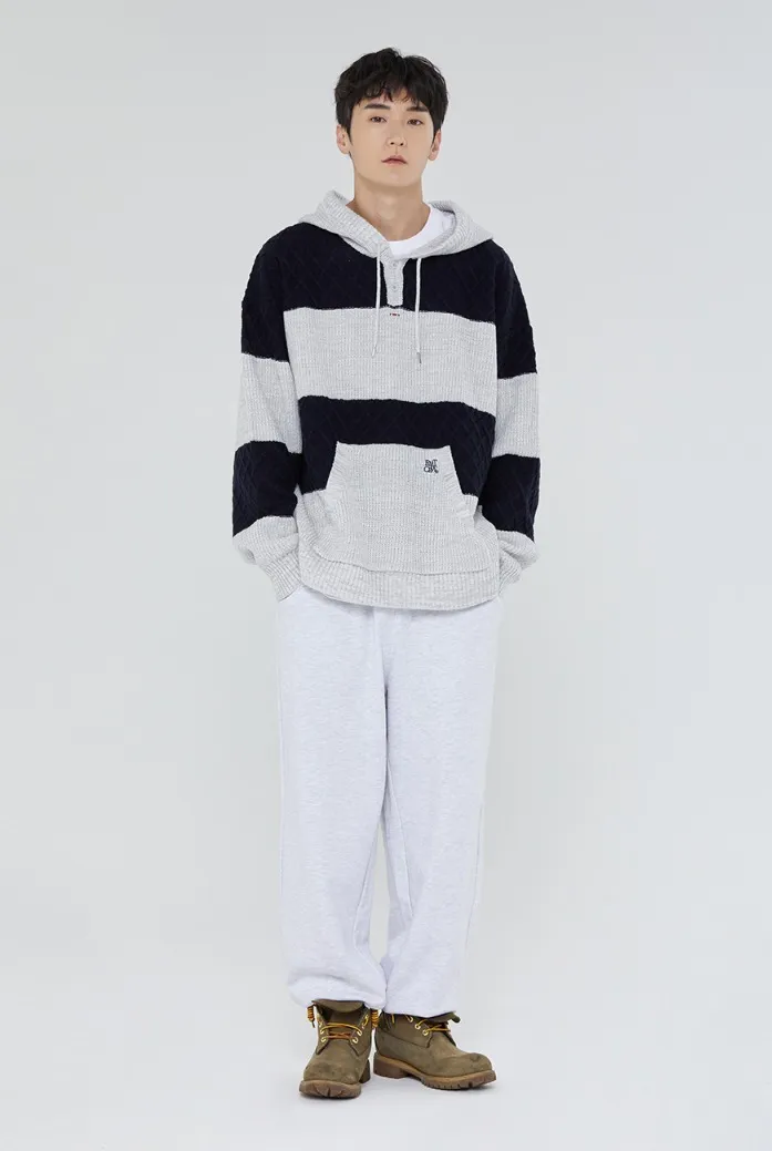 ROMANTIC CROWN Stripe Rib Knit Hoodie - Buy Now