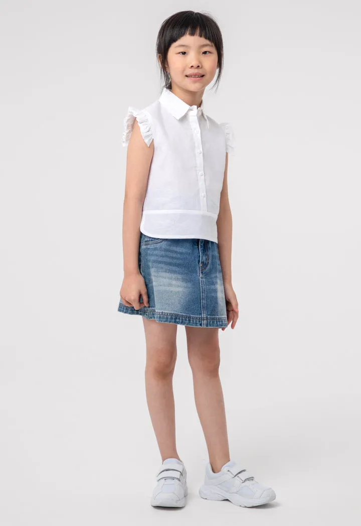 Ruffle Trim Poplin Blouse