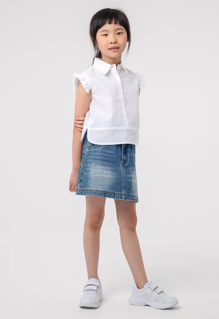 Ruffle Trim Poplin Blouse