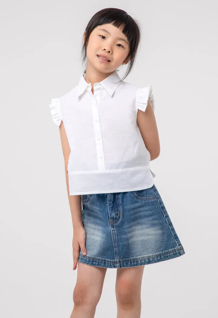 Ruffle Trim Poplin Blouse