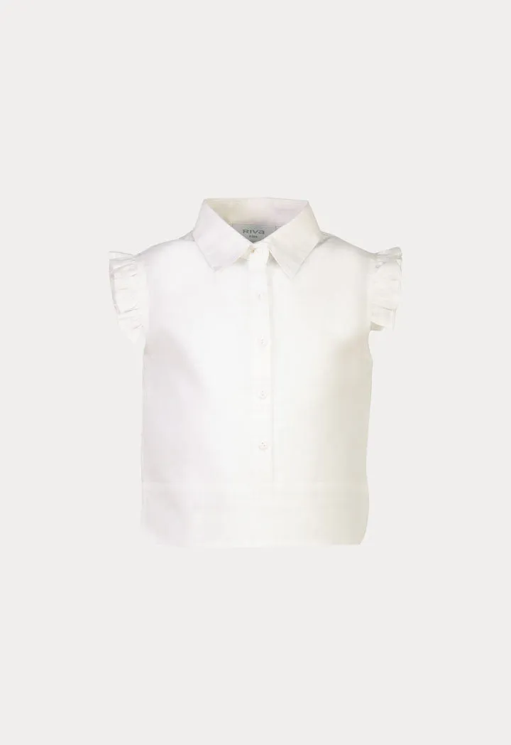 Ruffle Trim Poplin Blouse