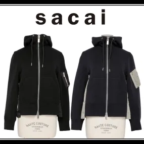 sacai | Street Style Long Sleeve Plain Logo Hoodies & Sweatshirts