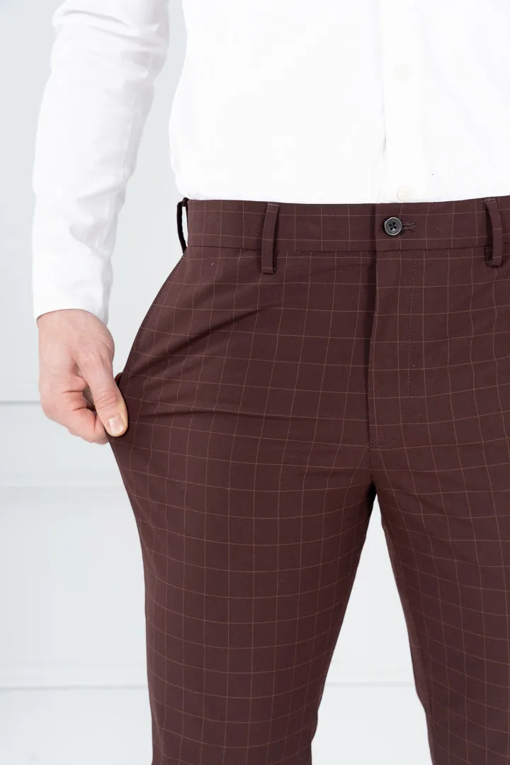 Sangria Wine Checkered Formal Pants