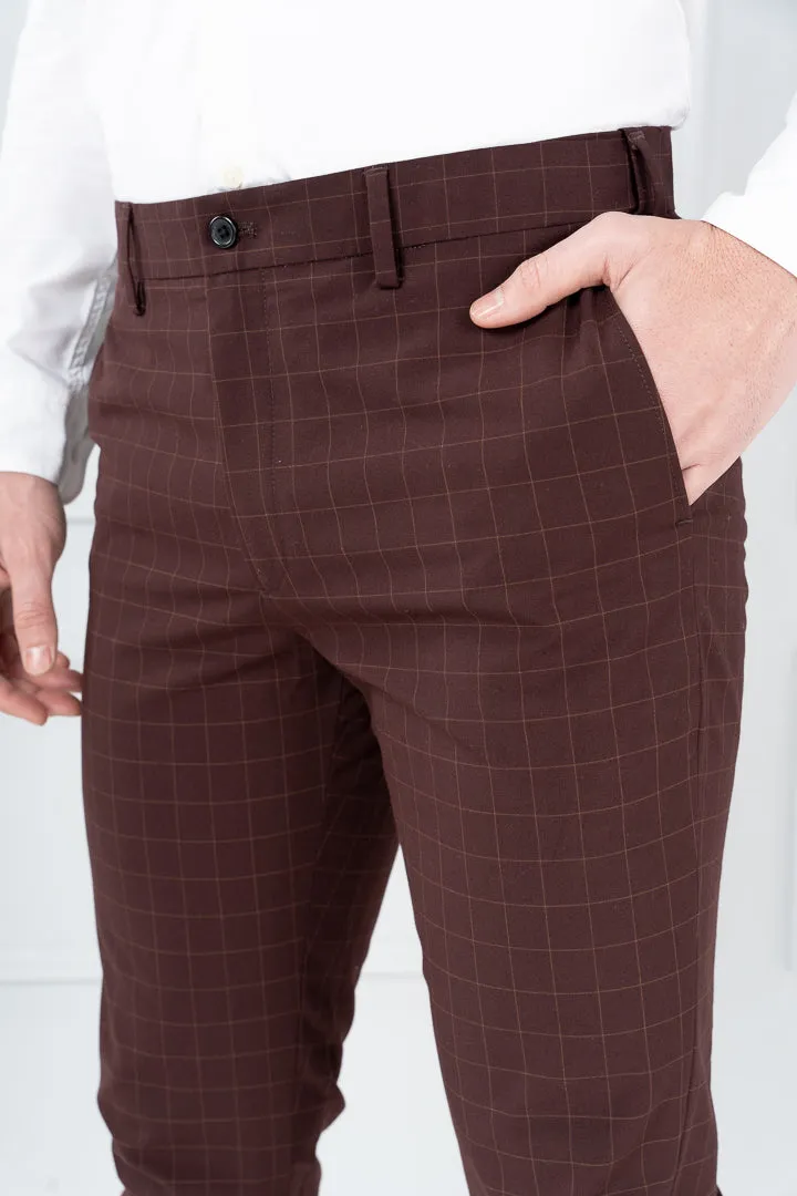 Sangria Wine Checkered Formal Pants