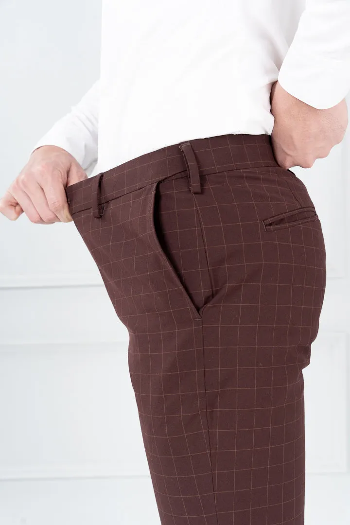 Sangria Wine Checkered Formal Pants