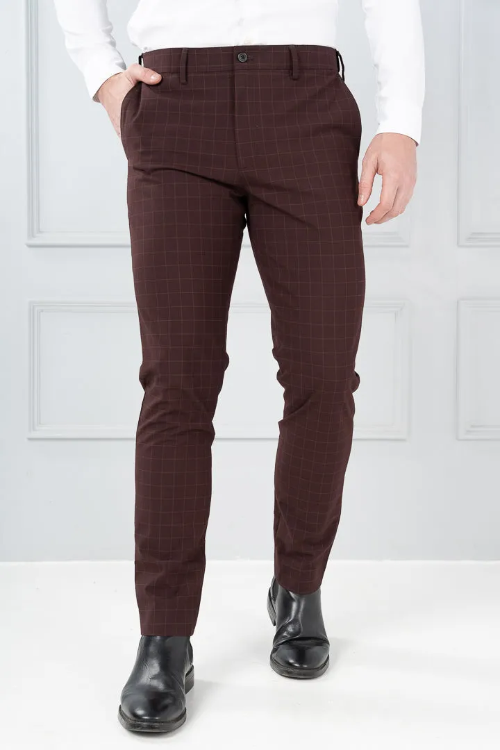 Sangria Wine Checkered Formal Pants