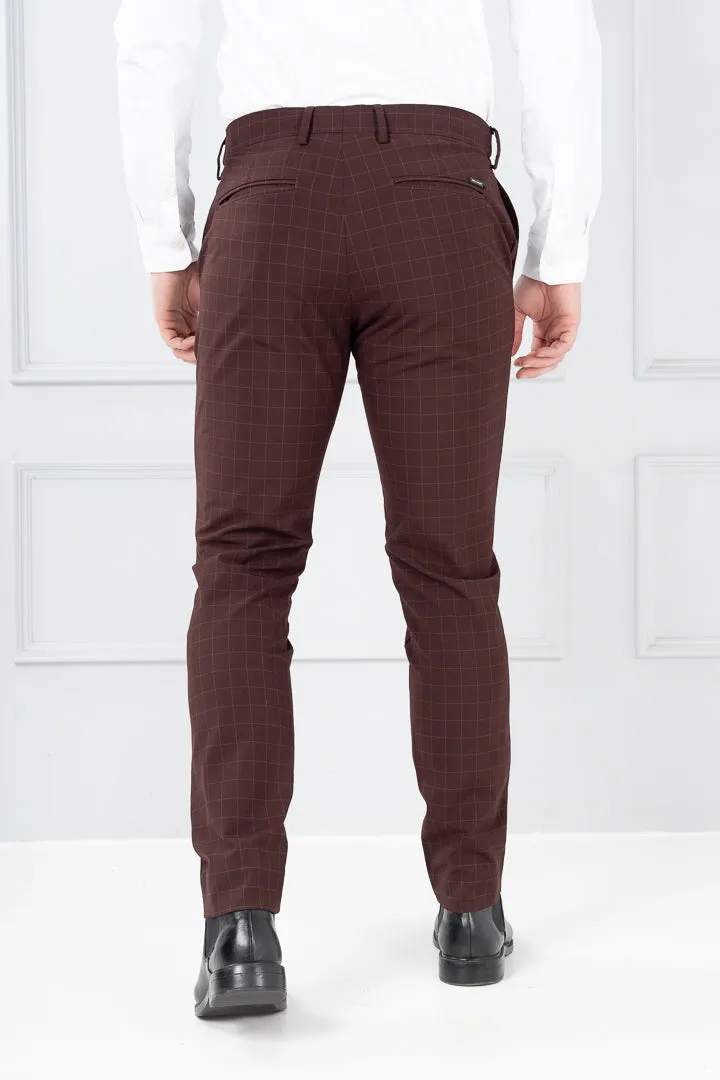 Sangria Wine Checkered Formal Pants